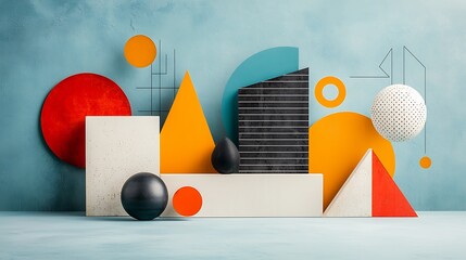 Aufkleber - Abstract geometric shapes composition