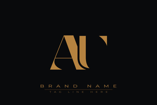 AU initial letter logo design. Letter A and U luxury alphabet letter logo icon template