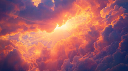 Poster - abstract background with colorful clouds and sun