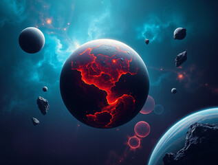 Wall Mural - futuristic space art: ai-generated sci-fi illustrations of alien worlds and galactic exploration