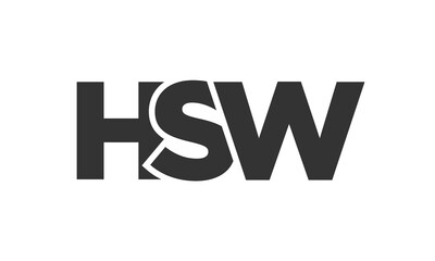 Poster - HSW logo design template with strong and modern bold text. Initial based vector logotype featuring simple and minimal typography. Trendy company identity.