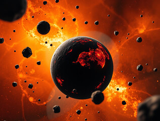 Wall Mural - cosmic sci-fi illustrations: futuristic spaceships, nebulas, and alien planets for digital wallpaper