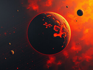 Wall Mural - cosmic sci-fi illustrations: futuristic spaceships, nebulas, and alien planets for digital wallpaper