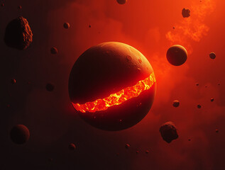 Wall Mural - cosmic sci-fi illustrations: futuristic spaceships, nebulas, and alien planets for digital wallpaper