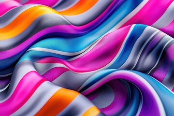 Poster - Abstract waves background with vibrant color stripes, creating a smooth, flowing pattern that evokes a sense of movement and energy for modern designs.