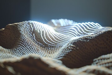 Poster - abstract topography with glowing lines over a cellular surface, creating a futuristic and organic la