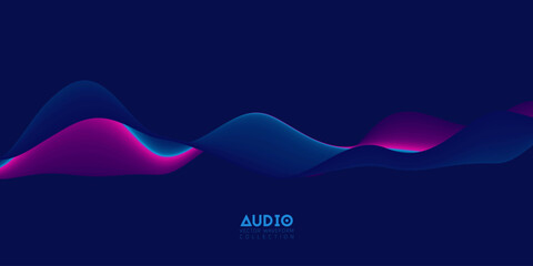 Poster - gradient sound wave abstract background. colorful flow of music wave. vector vibrant fluid splash.