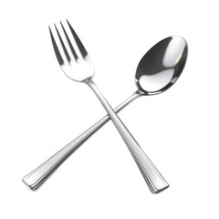 Fototapete - 3D render of a crossed fork and spoon icon on a white background, png