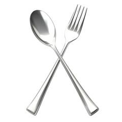 Fototapete - 3D render of a crossed fork and spoon icon on a white background, png