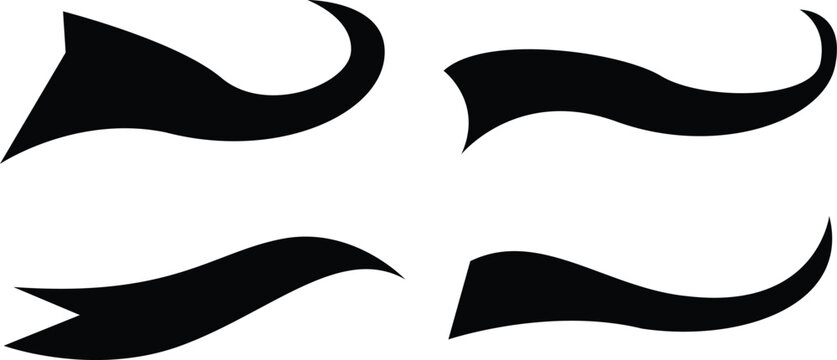 Unique Text Tails Silhouette Design Elements for Digital Artwork