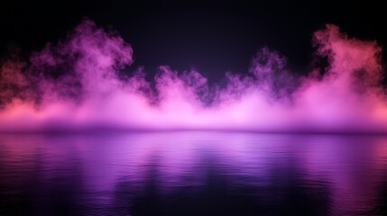 Poster - Neon pink smoke over water