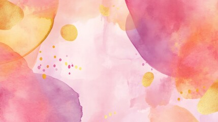 Poster - Abstract pink and gold watercolor background with flowing shapes