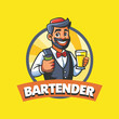 © EPS - Vector Illustration of a Bartender Mascot Cartoon Character with a Cocktail Shaker
