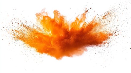 Aufkleber - Orange powder explosion against white background, abstract art concept
