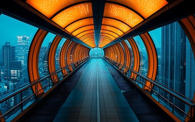 Poster - Urban skywalk tunnel at night