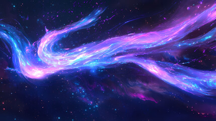 Wall Mural - bioluminescent fiber optic network forming an intricate web against deep space background, pulsing w