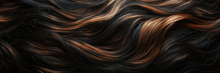 Wall Mural - Horse mane texture with flowing dark brown and black strands