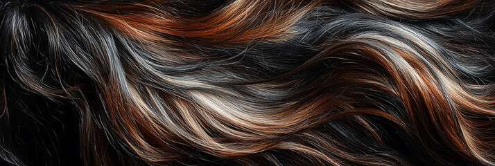 Wall Mural - Horse mane texture with flowing dark brown and black strands