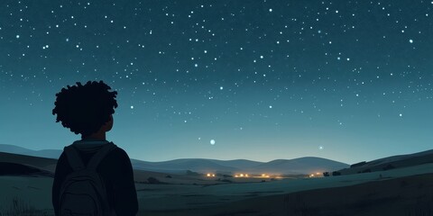 Wall Mural - a person gazing up at the brilliant night sky filled with stars