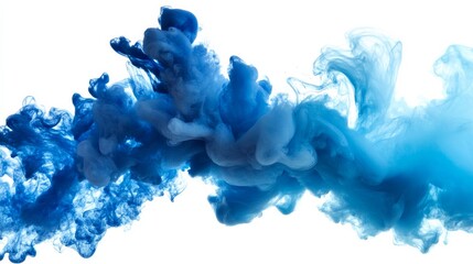 Aufkleber - Blue ink swirling in water on white background, abstract art. Creative design concept