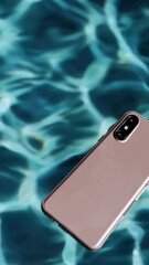 Poster - Smartphone falling into rippling water with reflections and waves