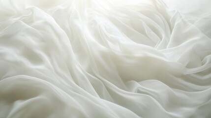 Poster - Flowing white silk fabric creating soft waves, elegance and texture concept