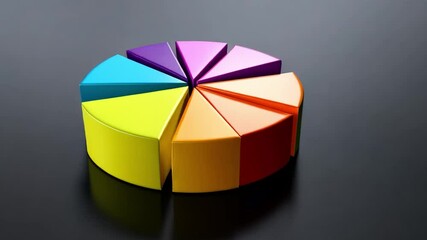 Poster - Colorful pie chart segments in vibrant yellow, orange, green, blue, and purple showcase data visualization, aiding in understanding proportions and comparisons of data segments.