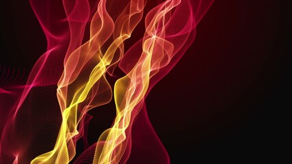 Poster - Futuristic video animation with particle wave object in slow motion, 4096x2304 loop 4K
