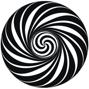 Black and white spiral swirl, twisted swirl silhouette
