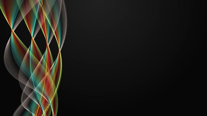 Poster - Fantastic video animation with stripe wave object in slow motion and space for text, 4096x2304 loop 4K