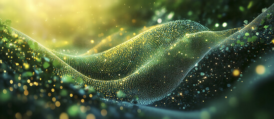 Poster - vibrant digital landscape with flowing lines and glowing particles creates abstract representation of data in motion, evoking sense of dynamic energy and innovation