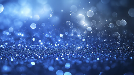 Poster - dreamy blue and silver gradient background with soft light and bokeh effect creates magical atmosphere. sparkling particles and blurred circles add depth and elegance to scene