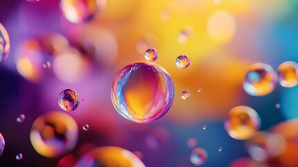 Poster - Colorful soap bubbles floating on a vibrant background, abstract art concept