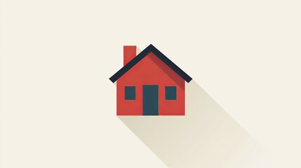 Poster - Simple Red House Icon Minimalist Flat Design Home Sweet Home Illustration Digital Art Graphic Resource Modern Building Design Element Red Roof House  