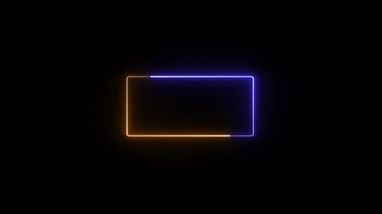 Poster - glowing rectangular or border frame. Neon lights motion loop with square and circular shapes creating dynamic motion and beautiful glowing effects in a rectangular frame.