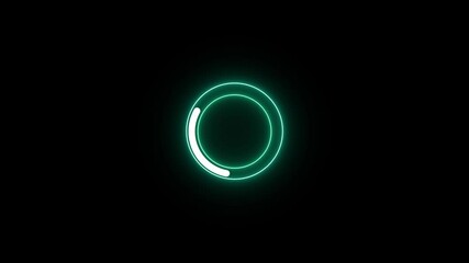 Poster - Glowing neon green circle animation on a black background. Seamless loop circle loading icon with smooth animation on a sleek black backdrop.