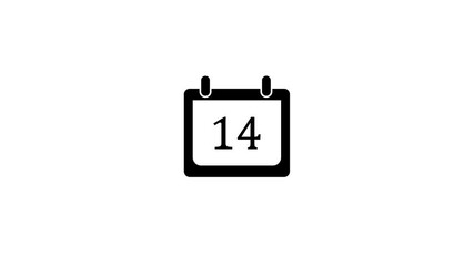 Poster - Animated 14-date flat calendar icon with transparent background. Simple motion graphic calendar design for monthly date visualization.