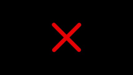 Poster - Animated red cross icon with a monochrome effect, featuring a bold X symbol with crossed lines for error or denial.