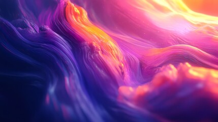 Poster - Abstract vibrant flowing waves in pink and purple hues, digital artwork.