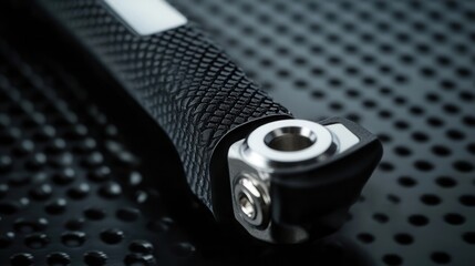 Poster - Close up view of a black textured mechanical component