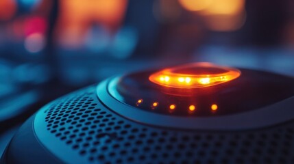 Poster - A close up view of a round device with lights