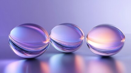 Poster - Three transparent spheres are arranged across a reflective surface