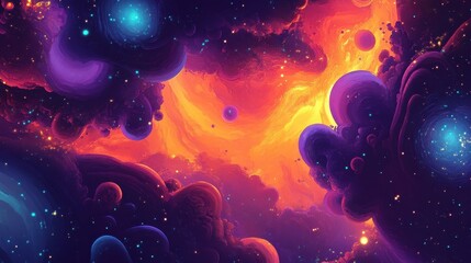Poster - Abstract depiction of nebulae and celestial bodies in outer space