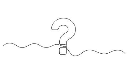 Poster - Question mark linear background. Single continuous drawing of a question mark. Vector illustration