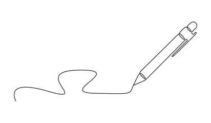 Poster - pen icon continuous single line drawing. one line art pen. vector illustration