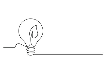 Poster - Light bulb continuous one line drawing of bulb isolated outline vector icon. Single line art light bulb. Vector illustration