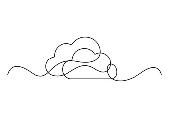 Poster - continuous one line drawing of cloud. single line art cloud. vector illustration