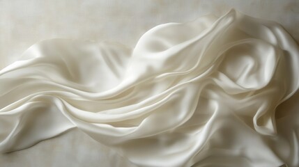 Poster - Delicate white silk fabric gently flowing across the surface smoothly