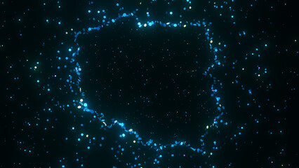 Wall Mural - futuristic digital visualization of poland map composed of glowing blue particles. the abstract cosm