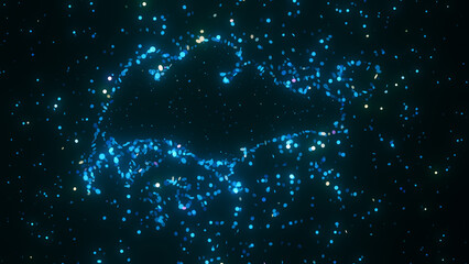 Wall Mural - futuristic digital visualization of singapore map composed of glowing blue particles. the abstract c